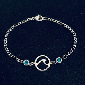 Ocean Wave Chain bracelet with rhinestone charms